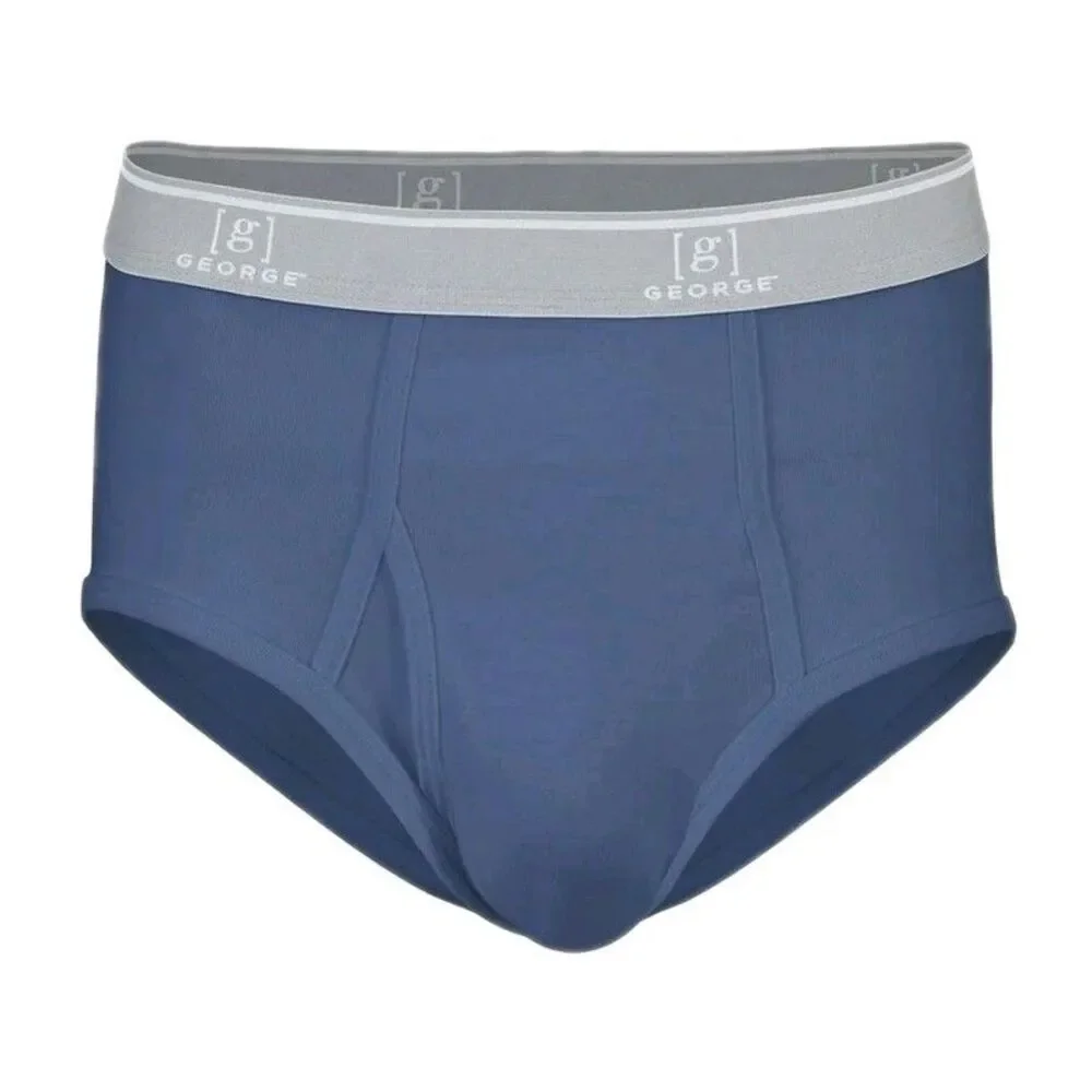 George Men's 6-pack Cotton Briefs Black Blue Gray Red Size 3XL Tagless Wicking